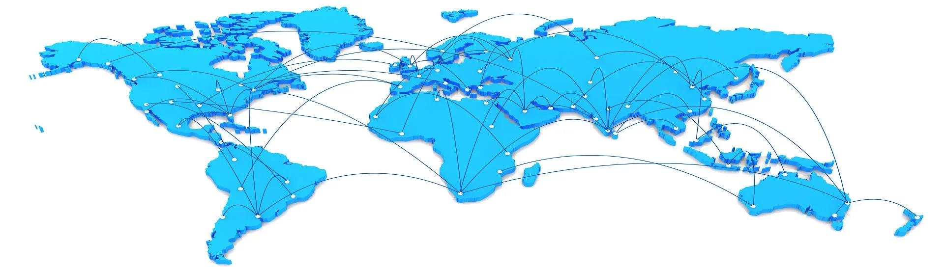 Weltkarte mit Verbindungen zwischen mehreren Kontinenten für eine Weltreise