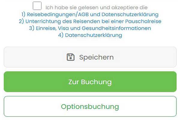 Kombireise abschließen oder zur späteren Buchung speichern