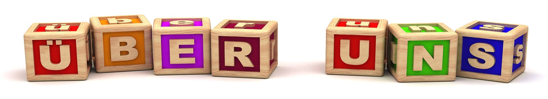 Holzwürfel mit der Aufschrift „Über uns“ als Symbol für die Vorstellung von AsiaGo-Reisen