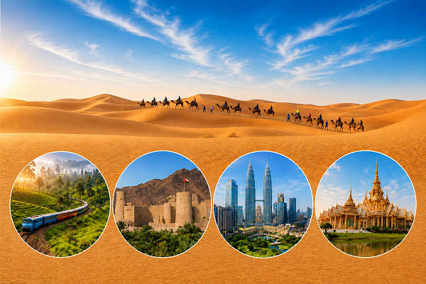 Emirate Rundreise durch die Wüste kombiniert mit Reiseideen nach Oman, Malaysia, Sri Lanka und Thailand.