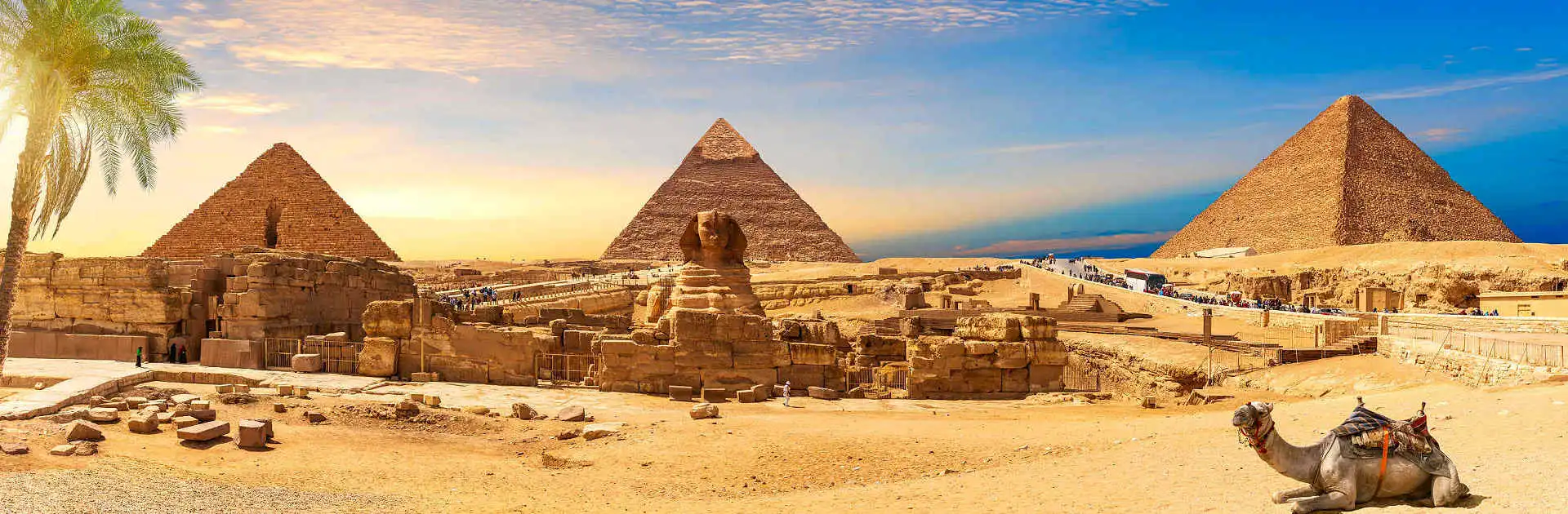 AsiaGo Ägypten Urlaub – Die Pyramiden von Gizeh mit Sphinx und Wüstenlandschaft