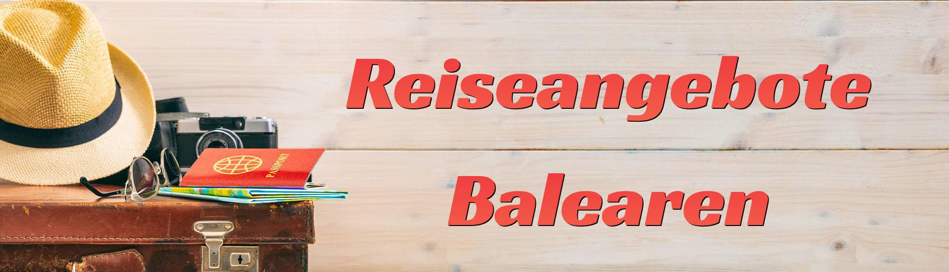 Urlaub auf den Balearen – entdecke Sonne, Meer und mediterranes Flair Leichter Strohhut und Reisepass auf einem Koffer – perfekte Vorbereitung für sonnige Tage auf den Balearen